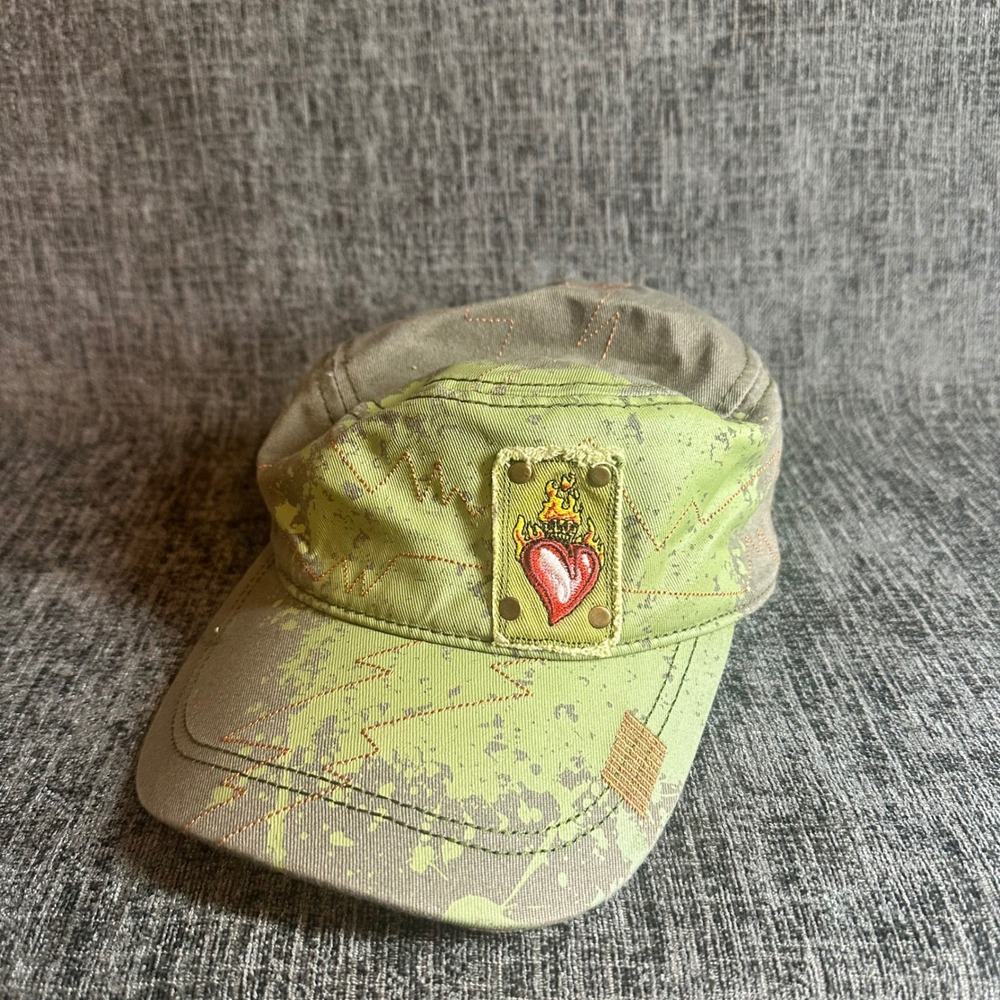Pugs Gear Cadet Hat Unisex OSFM Green Distressed Sacred Heart Y2K Military Cap